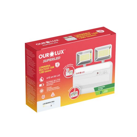 LUMINÁRIA LED MULTIUSO 2 FARÓIS  6500K  15W  1200LM