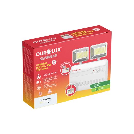 LUMINÁRIA LED MULTIUSO 2 FARÓIS 6500K  30W  3200LM