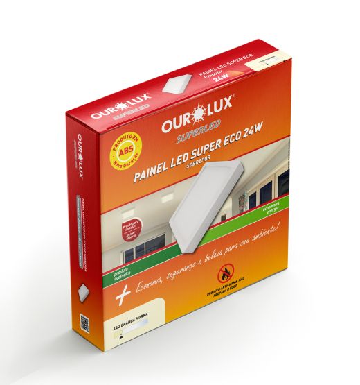 Painel LED Super Eco - 24W - BIV -  2700K - Sobrepor - Quadrado