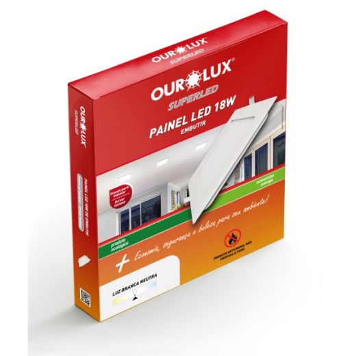 PAINEL SUPERLED 18W 4000K BIV Embutir Quadrado