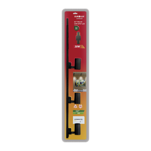 KIT 3 SPOTS com TRILHO PRETO 1M  10W  6500K