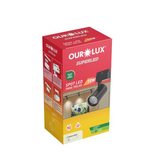 SPOT para TRILHO  PRETO 10W  3000K  70LM/W