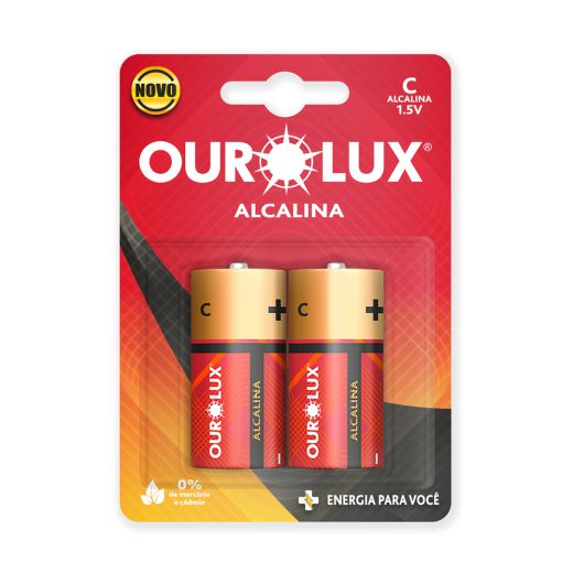 Pilhas Alcalinas C com 2 unidades no blister