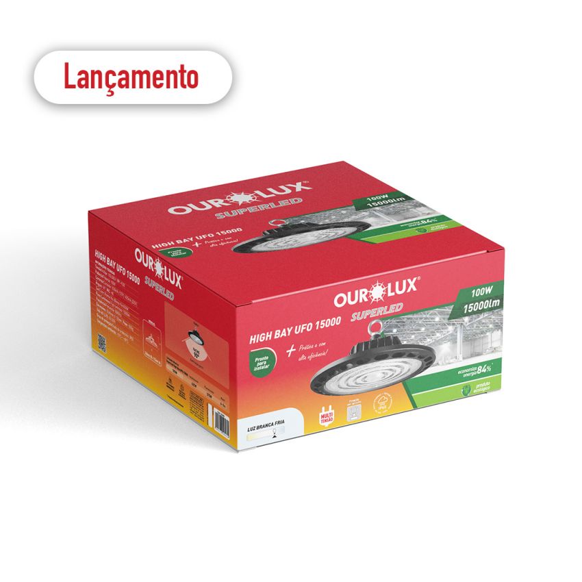 Ourolux Luminária High Bay UFO 100W 6500K 150lm/W A marca Lider!
